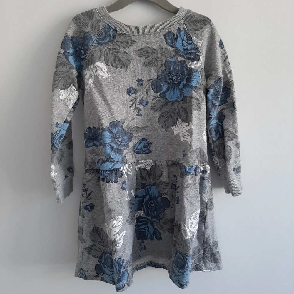 Joe Fresh Floral Print Grey Sweatshirt Dress size 5 - Picture 1 of 11